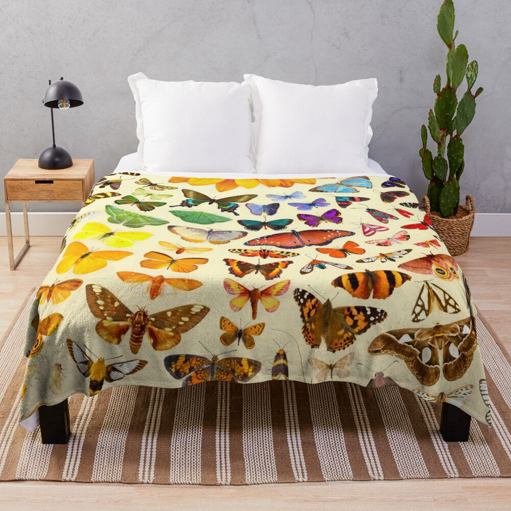 Colorful plush blanket featuring butterflies and sunflowers