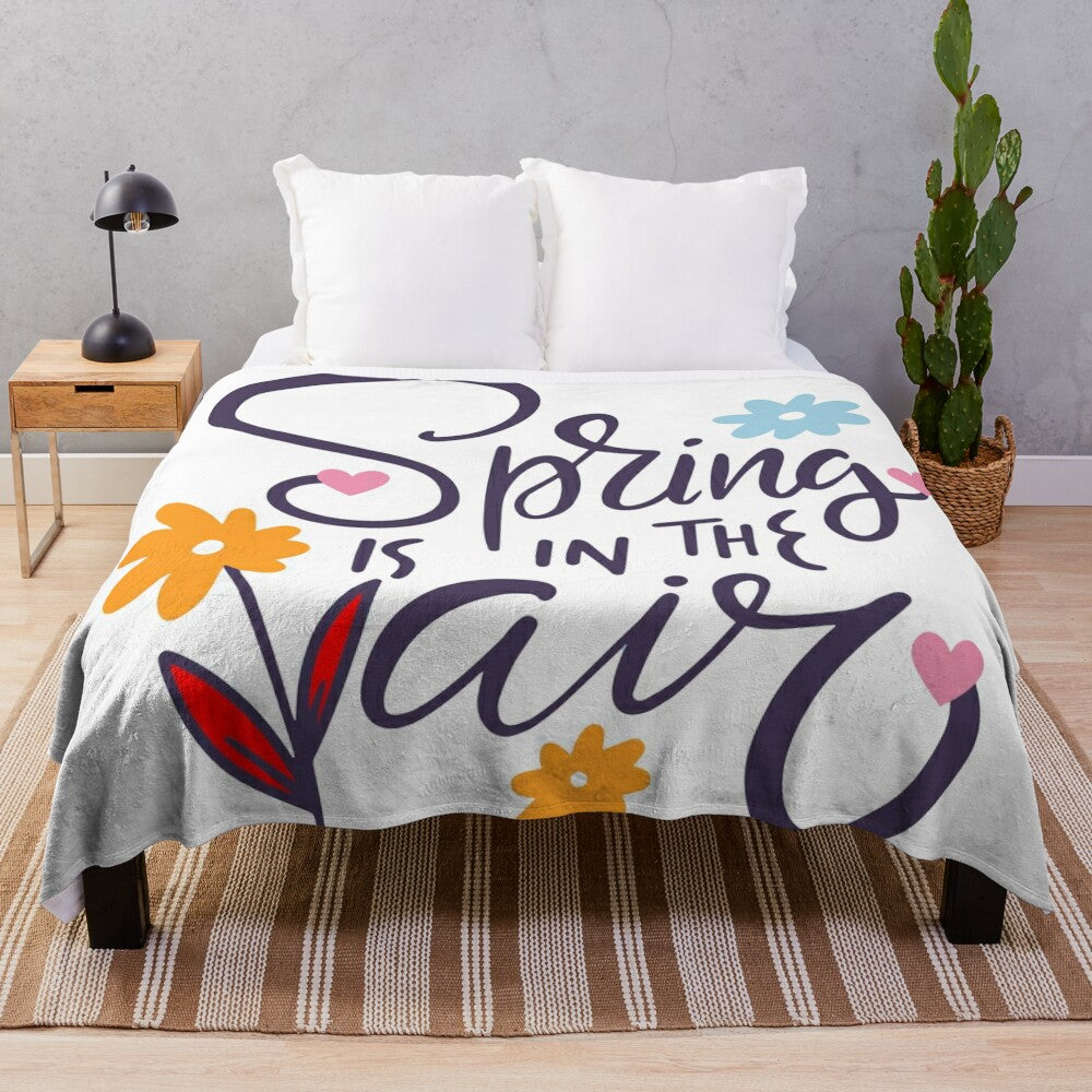 Vibrant spring-inspired plush blanket featuring abstract floral art