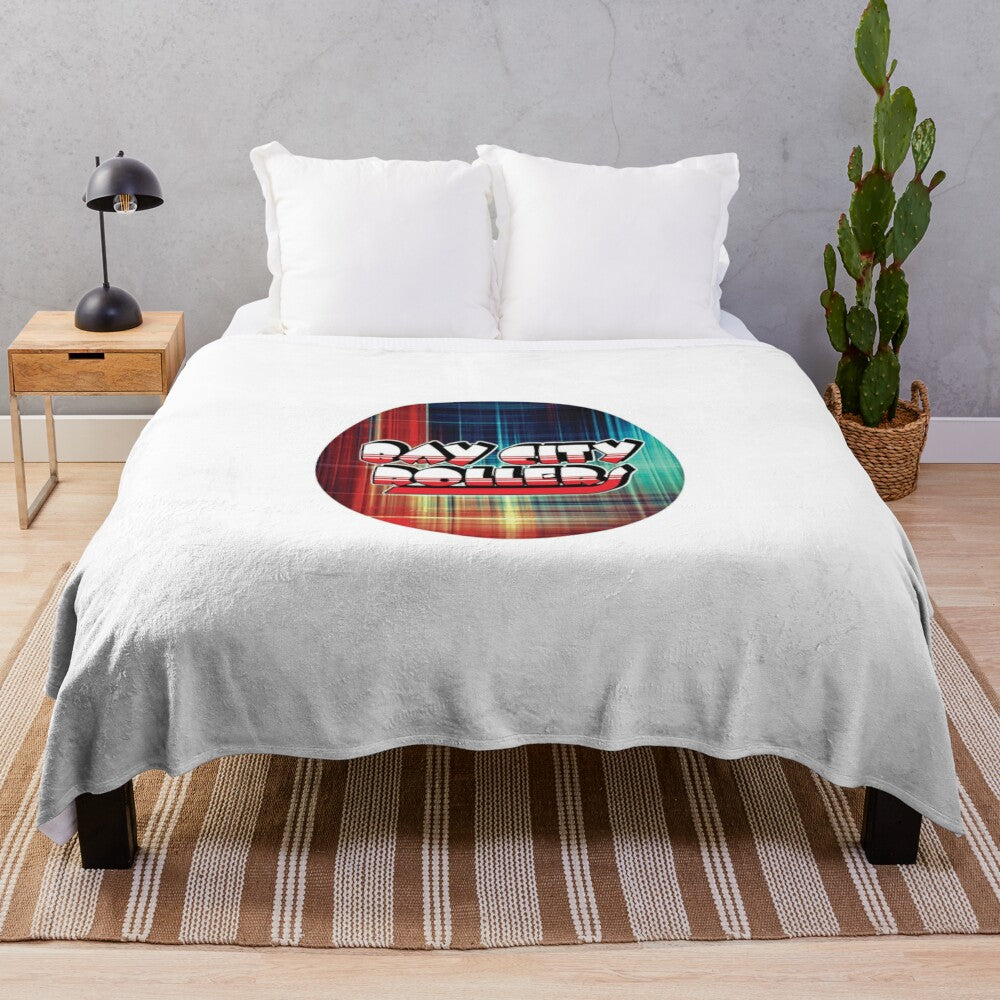 Cozy tartan plush blanket inspired by the iconic 1970s band, the Bay City Rollers