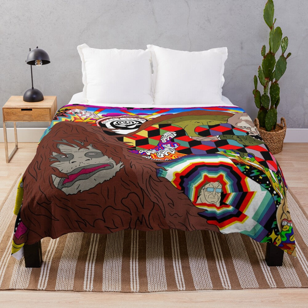 The Big Lez Show inspired plush blanket with trippy, sassy sasquatch design