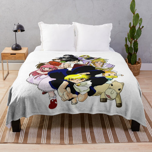 Zatch Bell inspired plush blanket featuring characters from the popular anime series