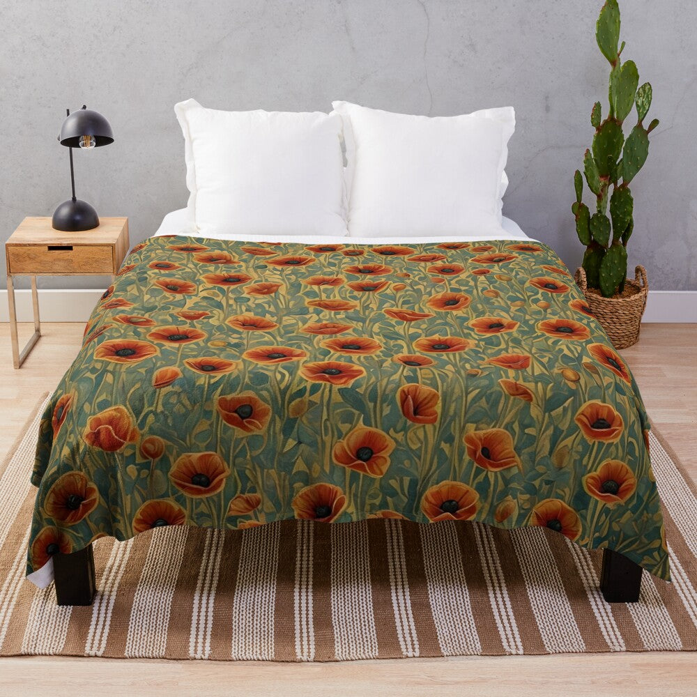 Soft and plush poppy-patterned blanket for a cozy and nature-inspired home