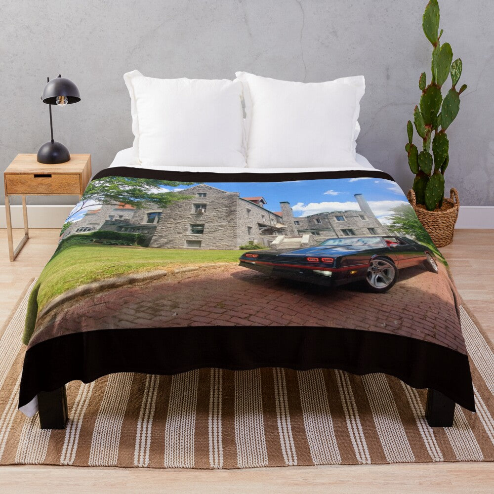 Castle SS Inspired Plush Blanket with Automotive Motifs