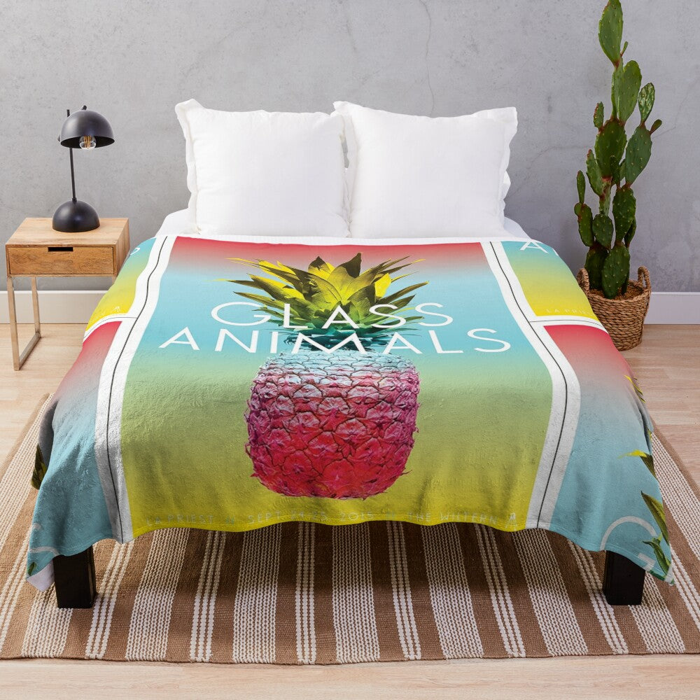 Glass Animals-inspired plush blanket with band's logo and album artwork