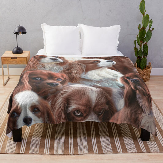 Soft and cuddly plush blanket featuring a Cavalier King Charles Spaniel design