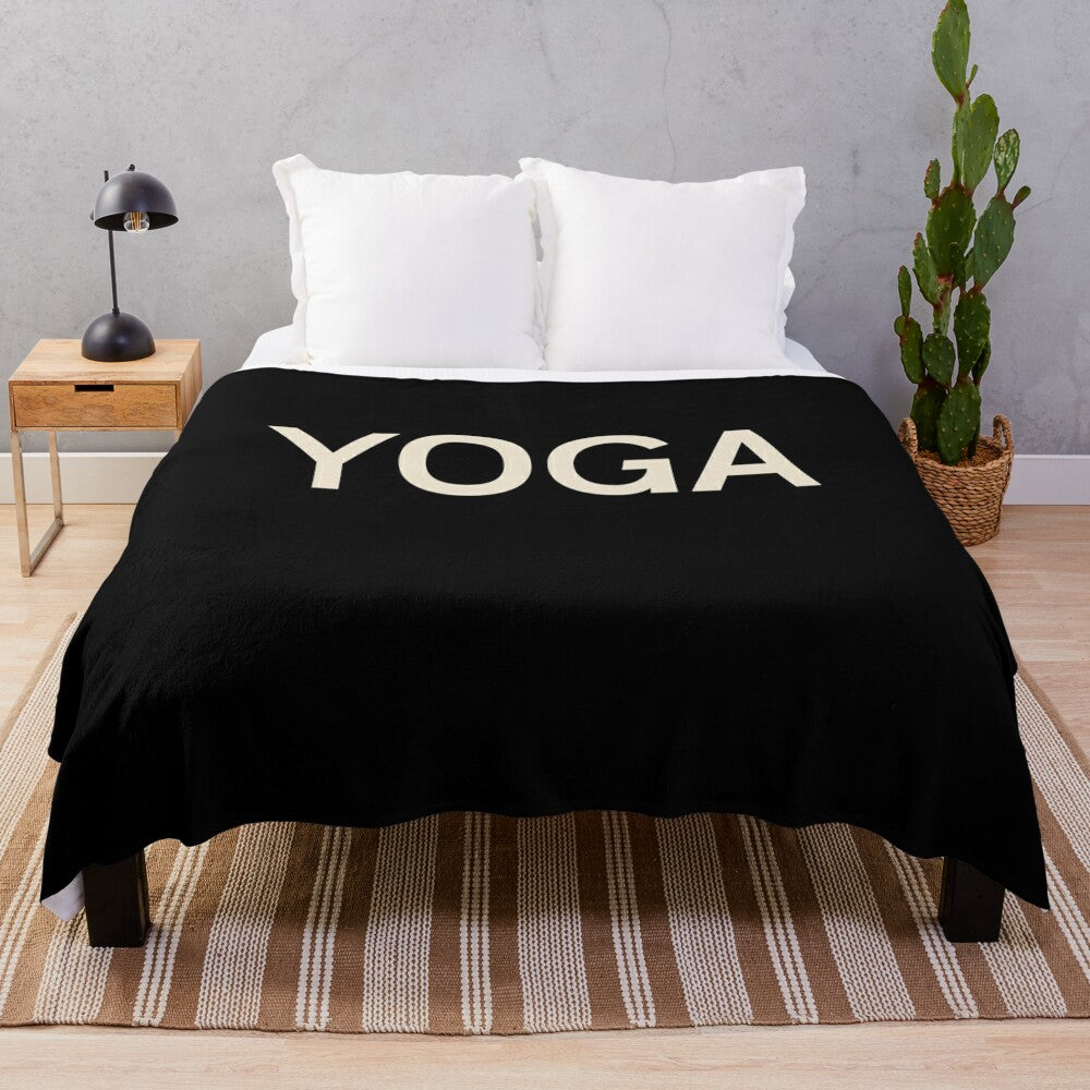 Cozy plush blanket featuring yoga-themed design