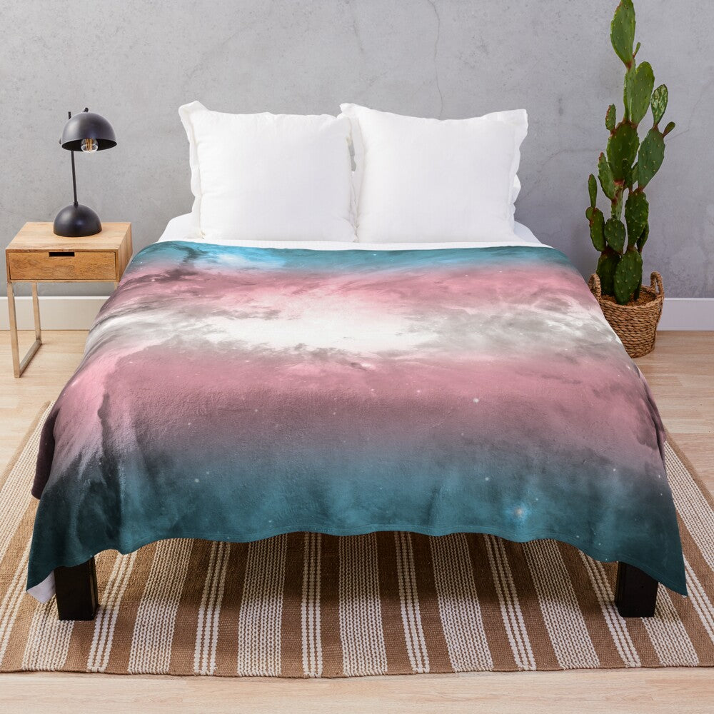 Transgender Pride Nebula Plush Blanket