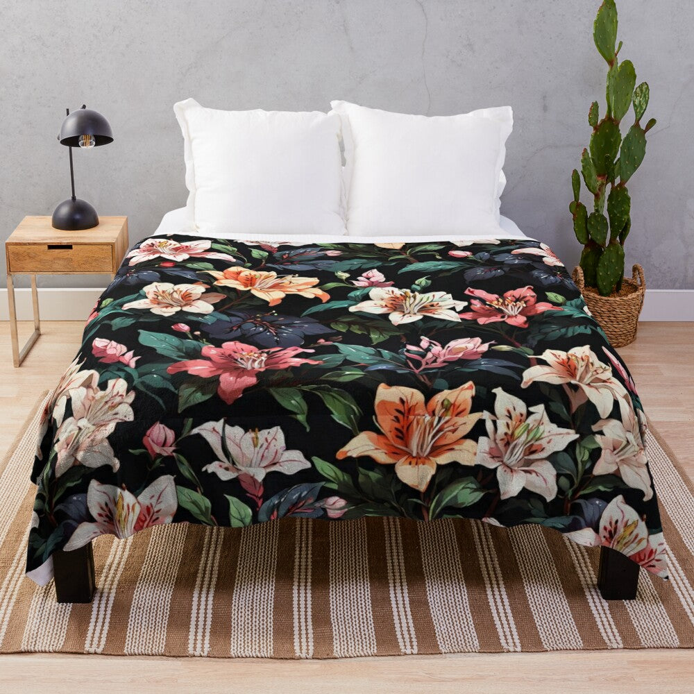 Cozy and soft floral plush blanket for bedroom and home decor