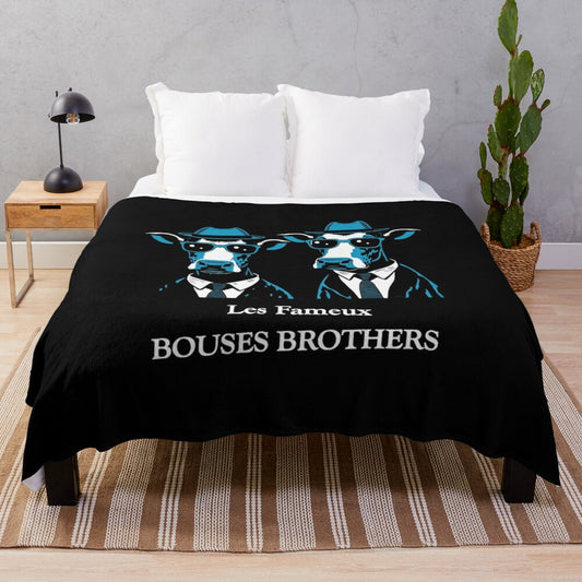 Plush blanket with the famous Bouses Brothers (music, cinema, cow) design