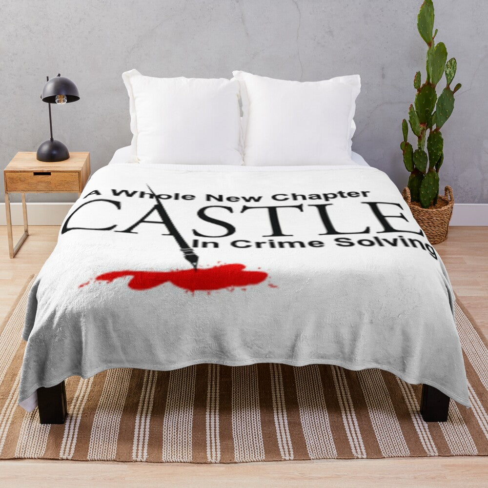 Castle plush blanket with castle and crime scene imagery