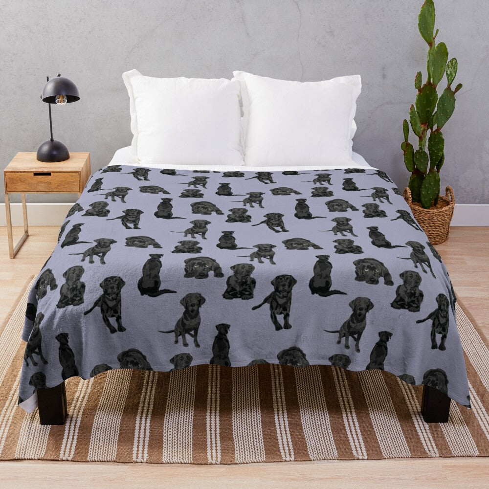 Soft and plush black labrador retriever throw blanket