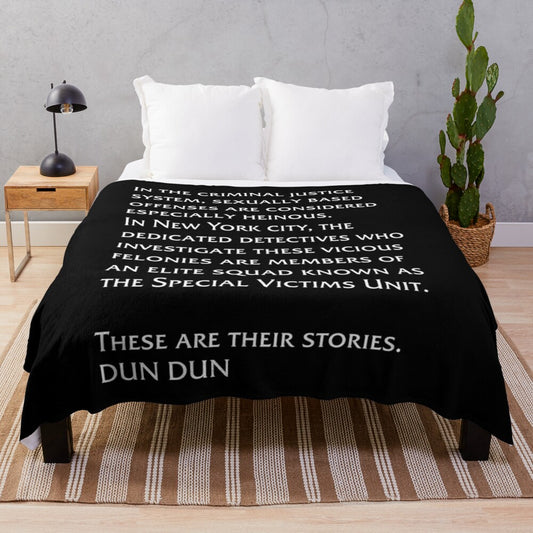 Plush blanket featuring the iconic "Law & Order: SVU" intro sequence