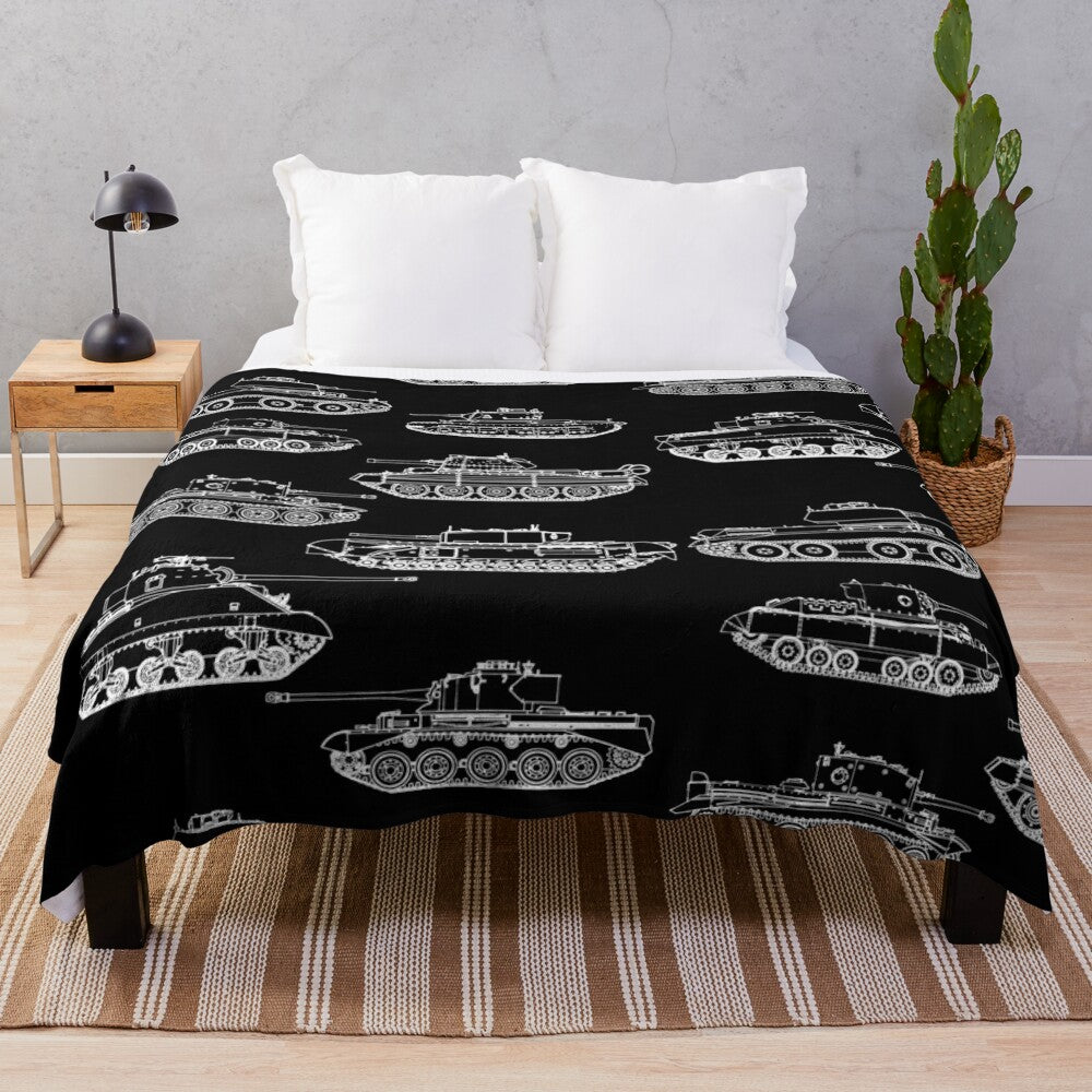 British Tank Plush Blanket for Military Enthusiasts