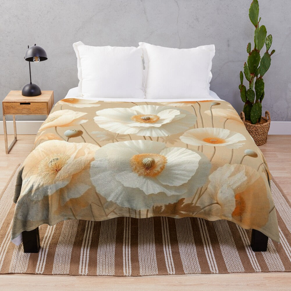 Poppies Floral Plush Blanket for a Cozy and Romantic Home