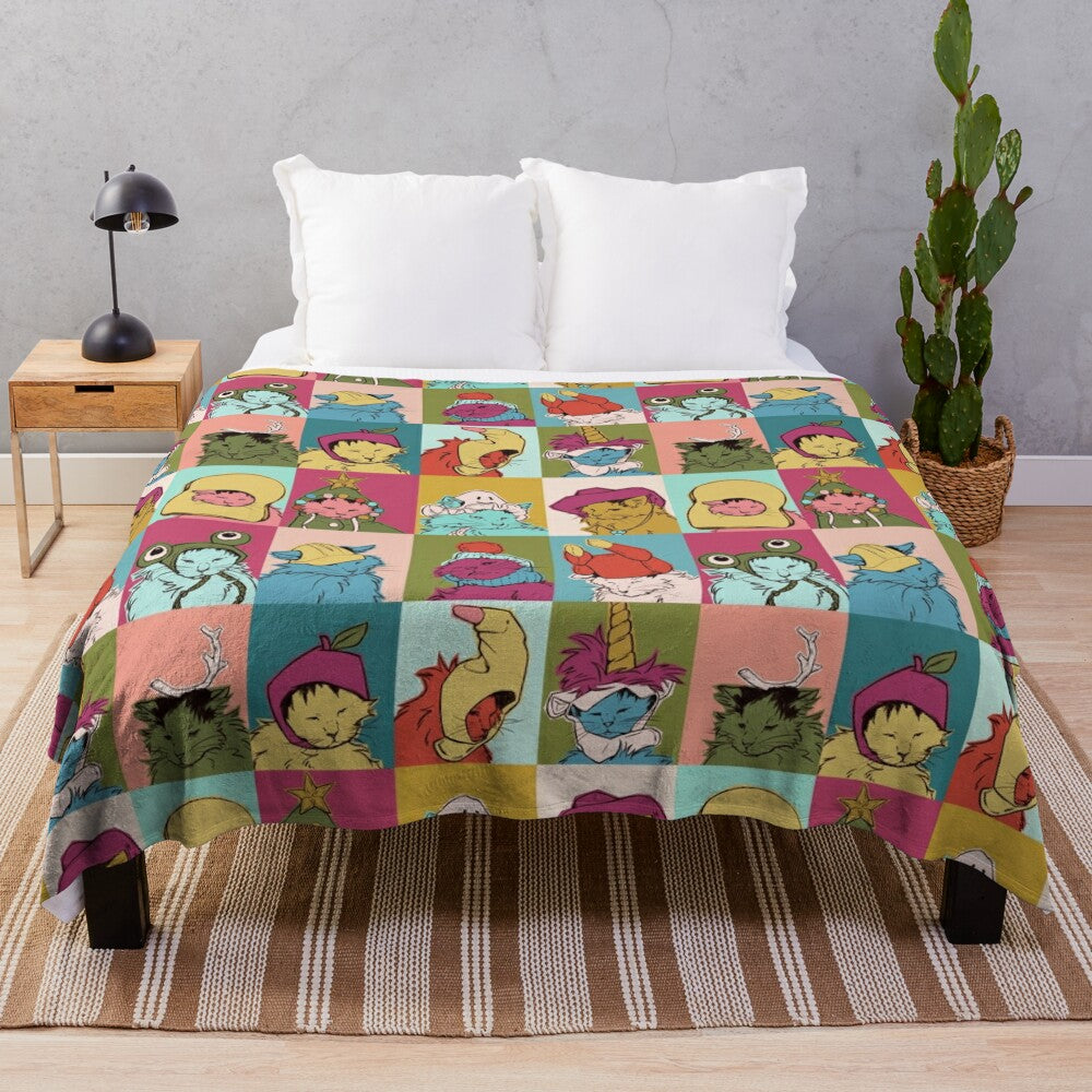 Soft and plush blanket with cute cat design