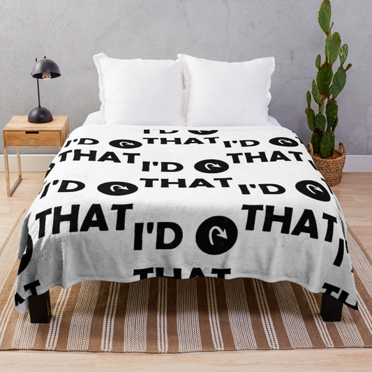 Cozy plush blanket with "Id Tap That" gaming humor design