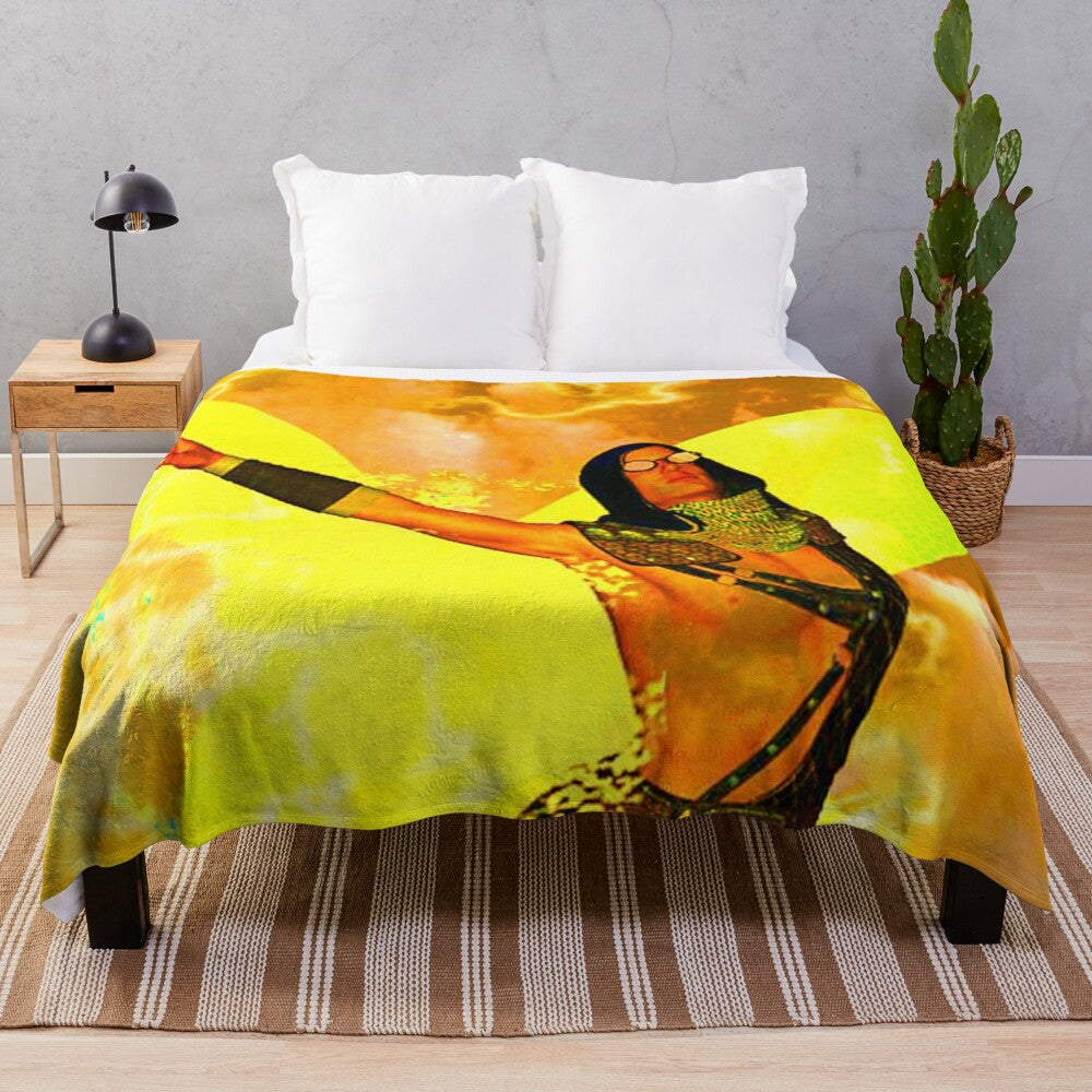 Firefly Metamorphosis Plush Blanket featuring colorful abstract patterns and nature-inspired design