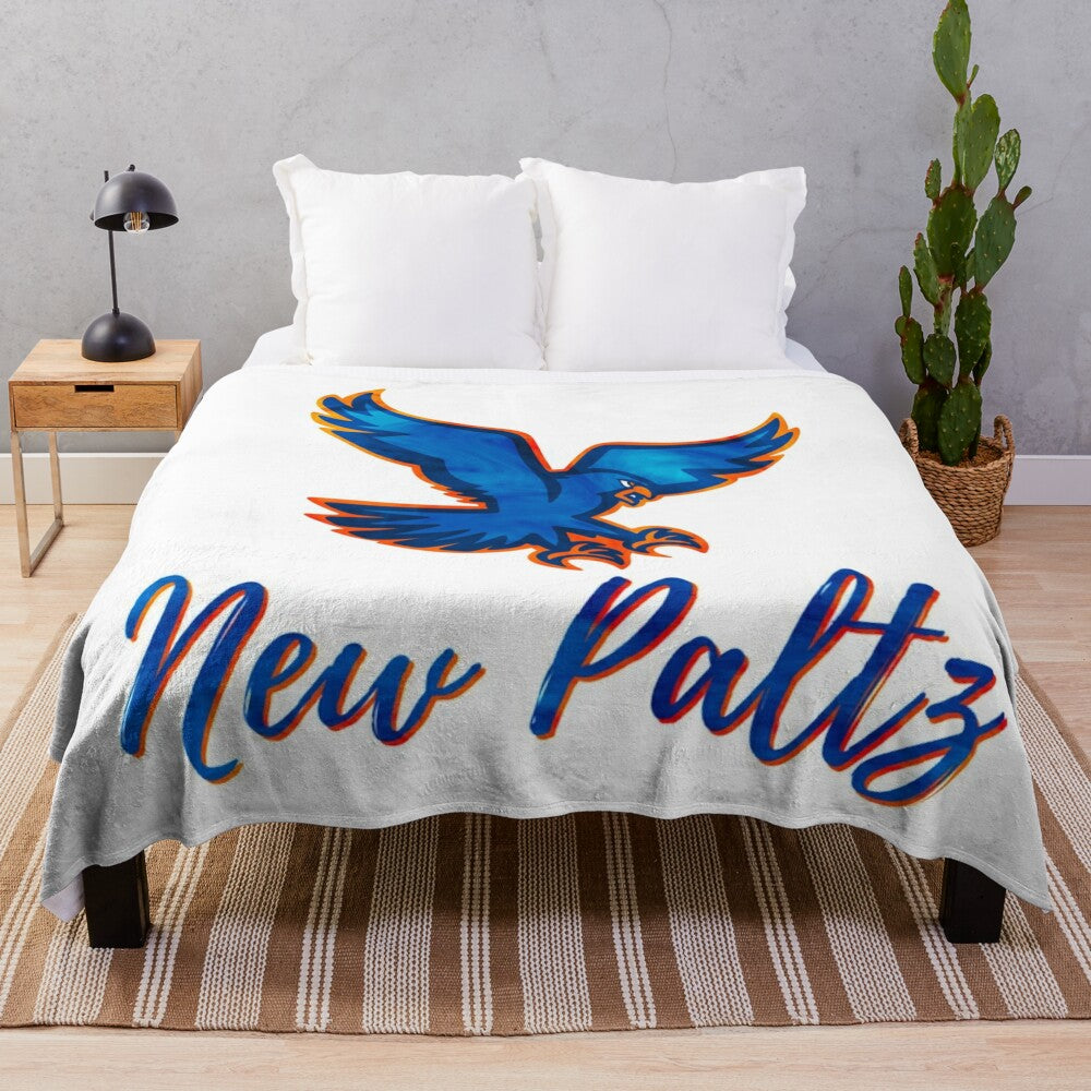 SUNY New Paltz plush blanket with conceptual colors design