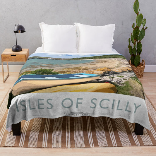 Isles of Scilly plush blanket featuring a scenic landscape photograph