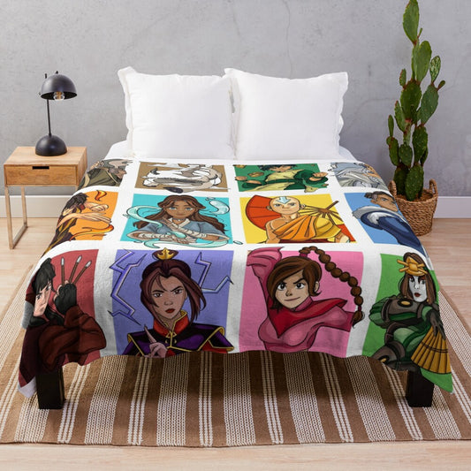 Digital art plush blanket featuring characters from the anime Avatar the Last Airbender