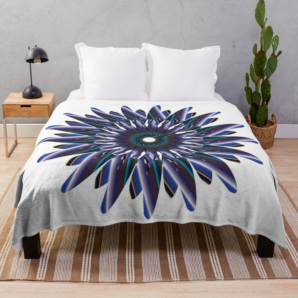 Luxurious designer plush blanket with vibrant and symmetrical patterns