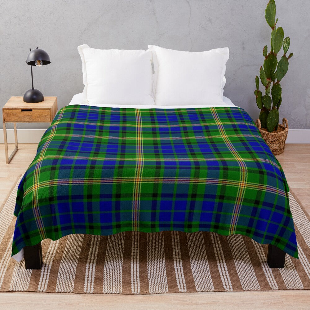 Maitland tartan plush blanket featuring a traditional Scottish clan pattern