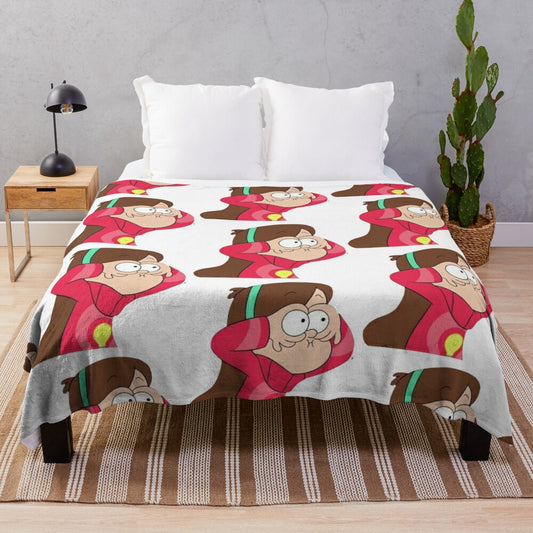 Mabel Pines from Gravity Falls cartoon character on a plush blanket