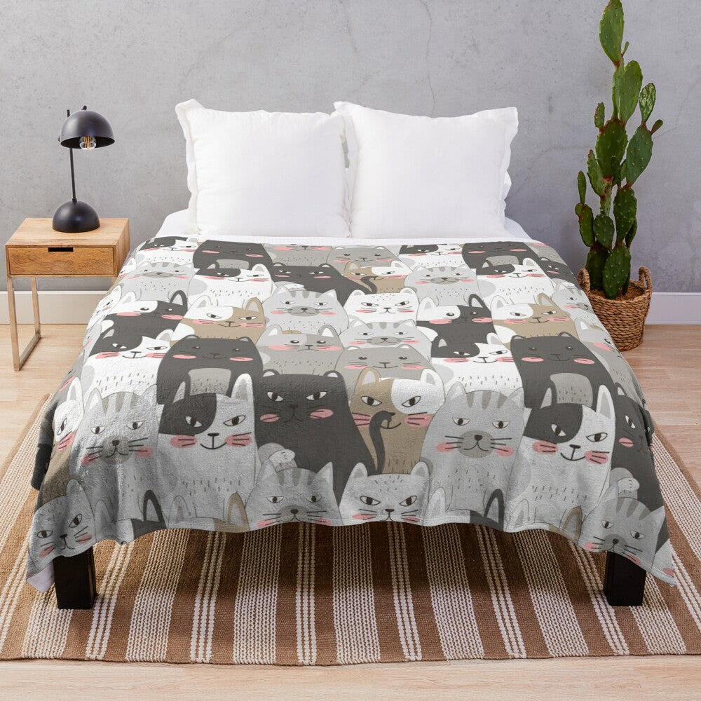 Cozy animal print plush blanket with illustrated design