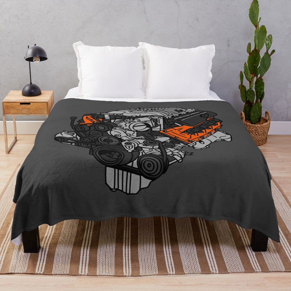 Hellcat engine plush blanket for dodge challenger fans