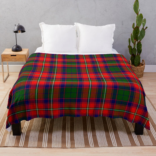 Tartan plush blanket featuring the Clan Riddell heraldic design