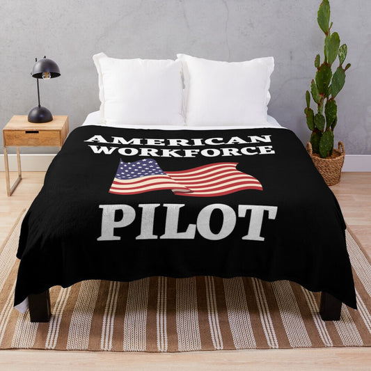 Pilot American Workforce Plush Blanket with American Flag