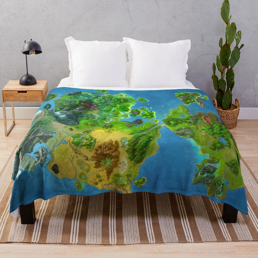 Cozy plush blanket with a map-inspired design