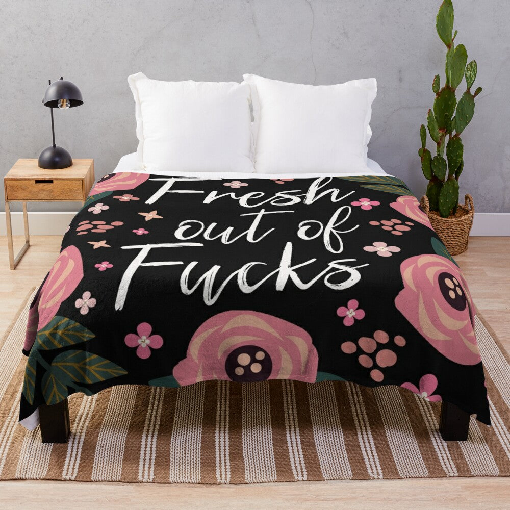 Cheeky floral plush blanket with funny sayings