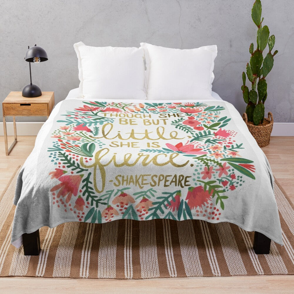 Plush blanket featuring a watercolor floral design inspired by Midsummer Night's Dream