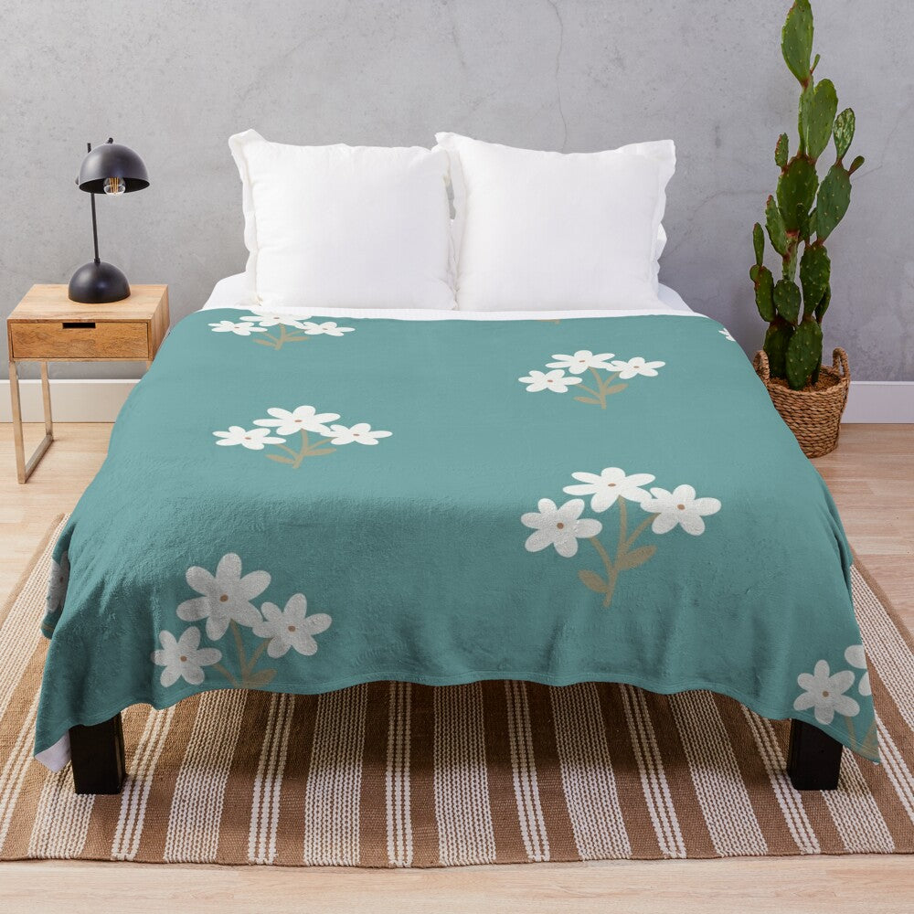 Colorful floral plush blanket with spring pattern