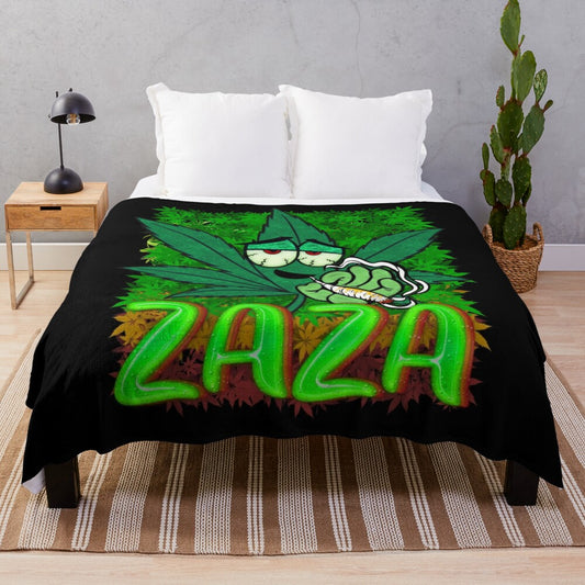 Marijuana themed plush blanket