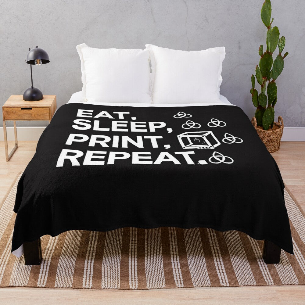 Eat Sleep Repeat Plush Blanket with Unique Lifestyle Design