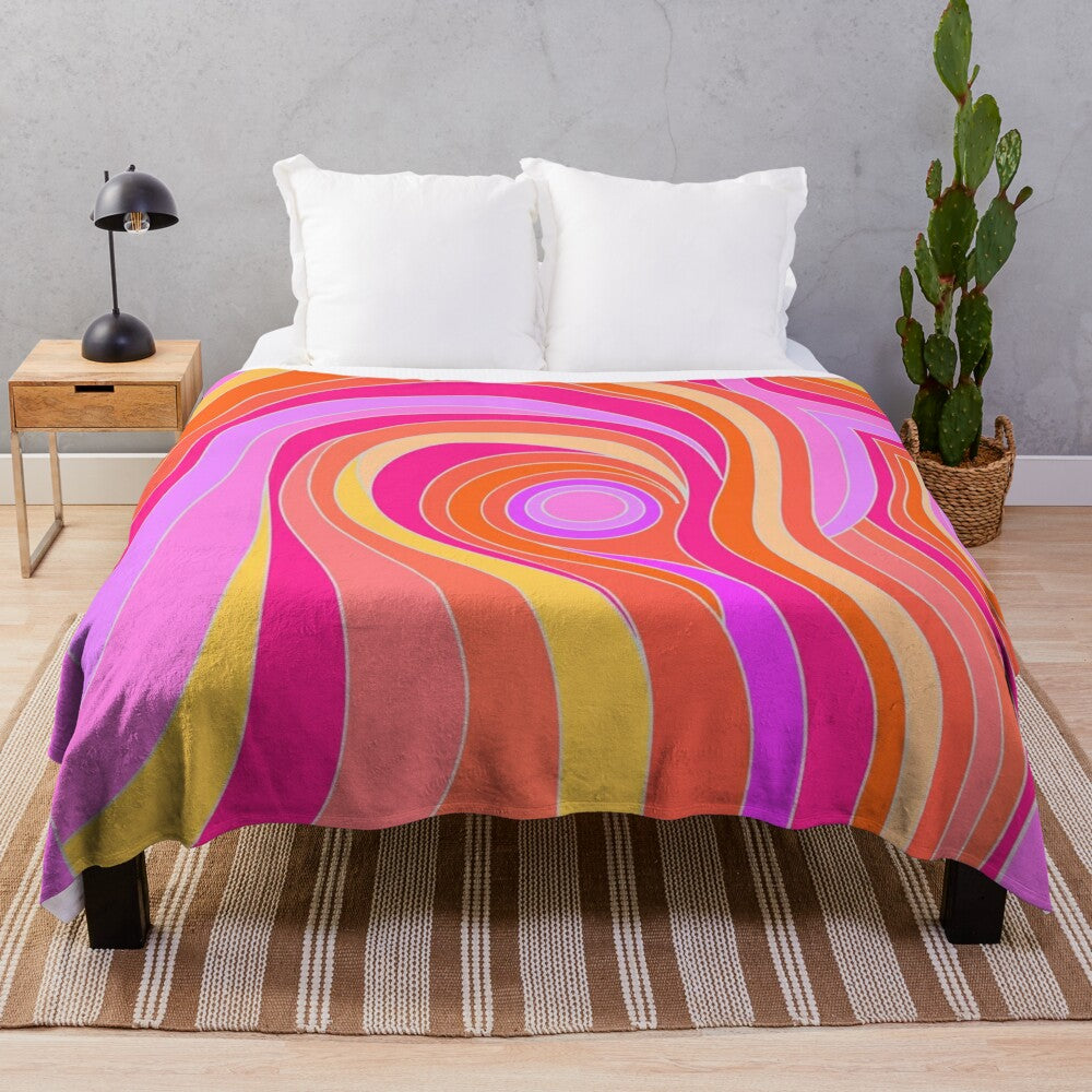 Colorful abstract psychedelic pattern plush blanket