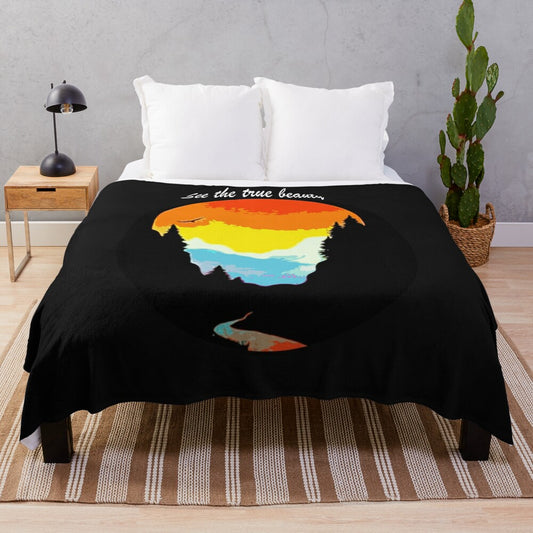 Plush blanket featuring a nature essential t-shirt design