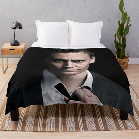 Cozy plush blanket featuring a Tom Hiddleston inspired design