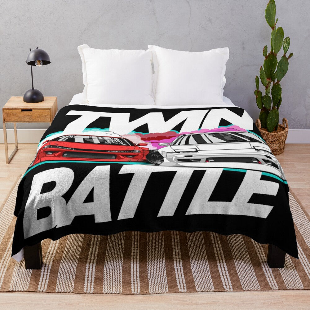 Nissan Schassis Themed Plush Blanket for Drift Enthusiasts