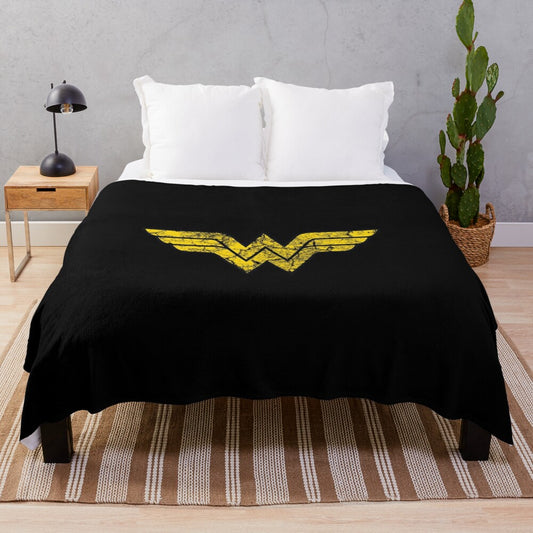 Vintage-inspired superhero plush blanket with a graphic design