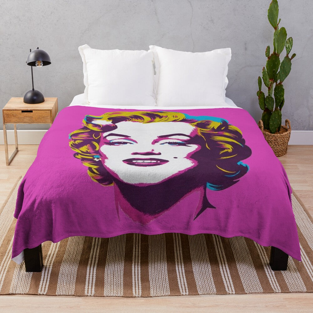 Retro-inspired portrait of Marilyn Monroe on a plush blanket