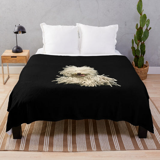 Puli plush blanket with adorable Puli dog motif