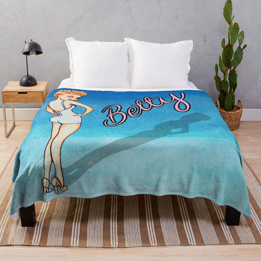 Soft, plush blanket featuring the iconic image of Hollywood star Betty Grable