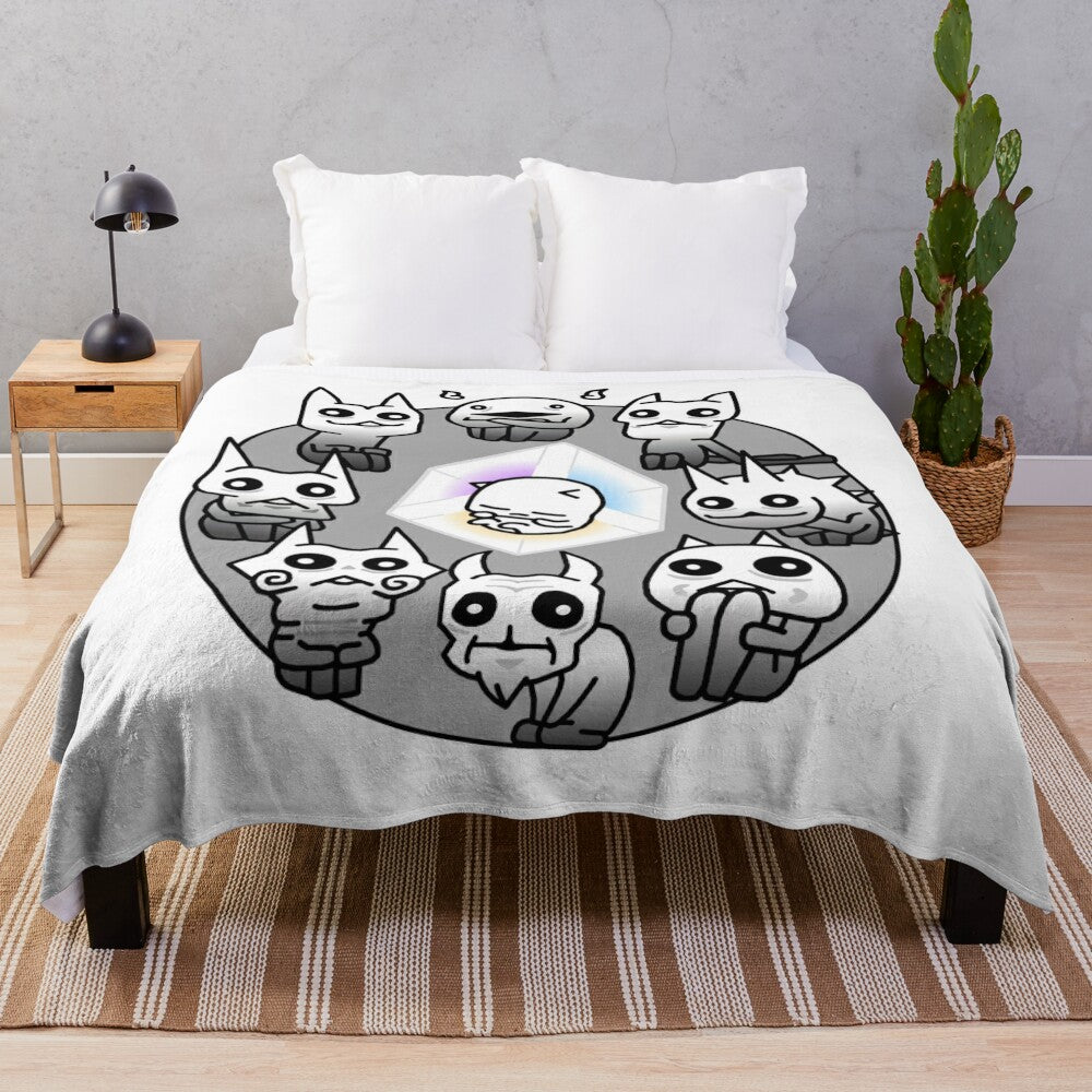 Battle Cats Nekoluga mural design plush blanket