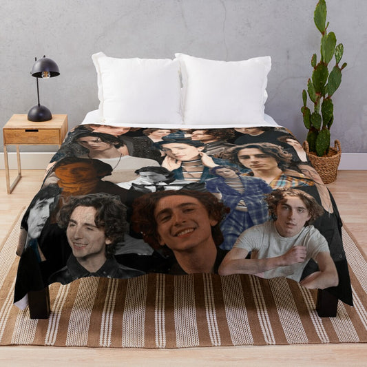 Timothee Chalamet photo collage plush blanket