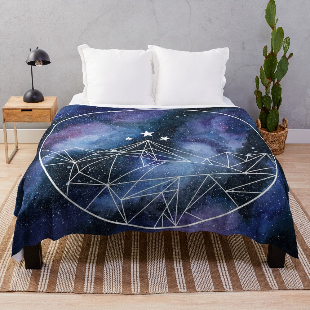 Watercolor night court symbol design on a plush fantasy blanket