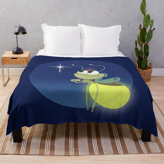 Plush blanket with cute princess and frog couple design