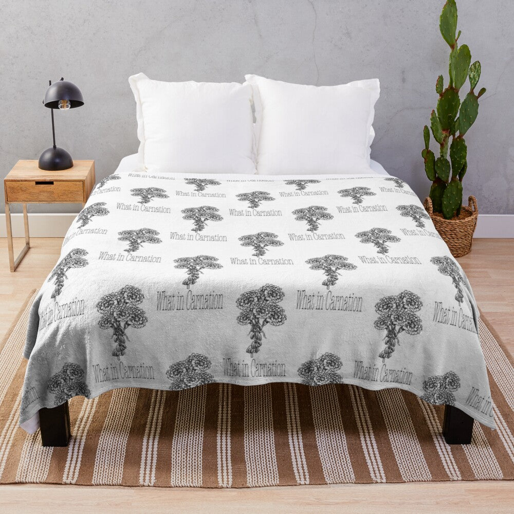 Soft and plush blanket with carnation flower design